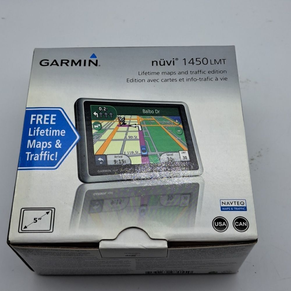 Garmin nuvi 1450 LMT GPS Navigation System Mountable Used in Box Car Charger